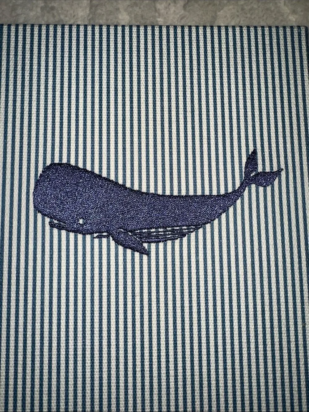 Lady JAYNE White Navy Stripes Embroidered Whale hard cover lined pages journal